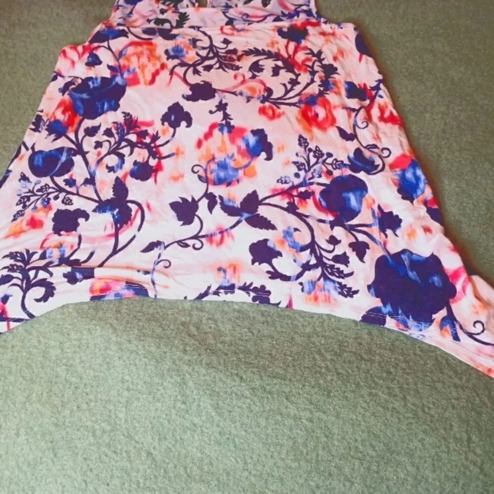 Dana Buchman L Sleeveless Multicolored Floral Print Up/Down Women's Top
